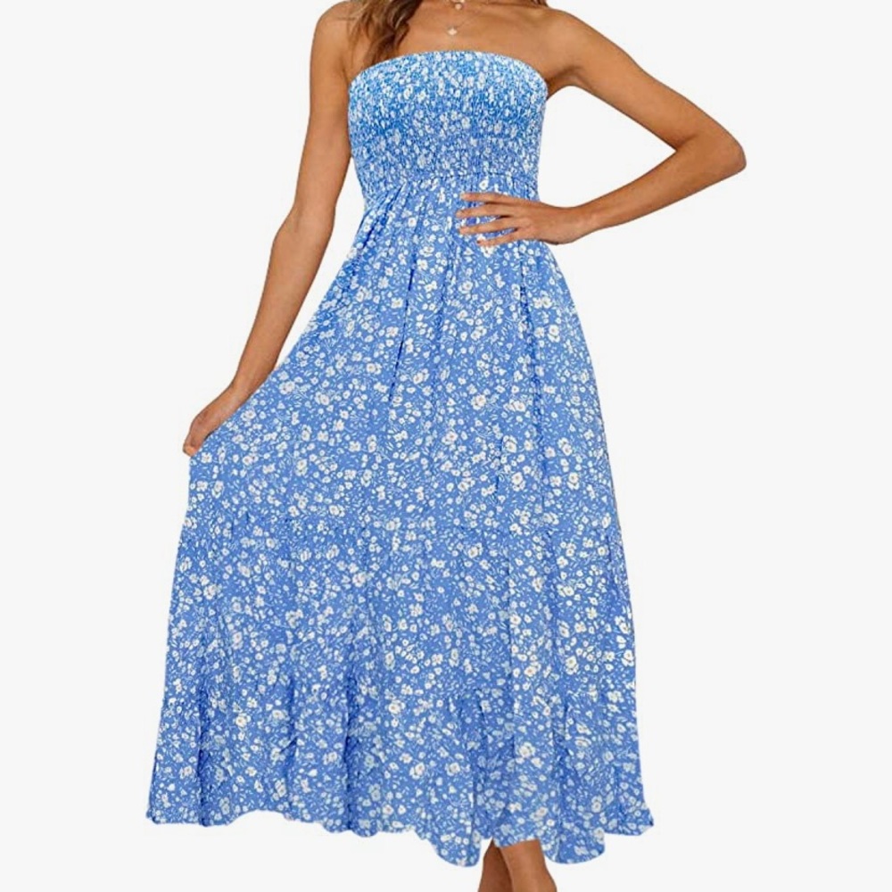 Smocked floral maxi dress (L)